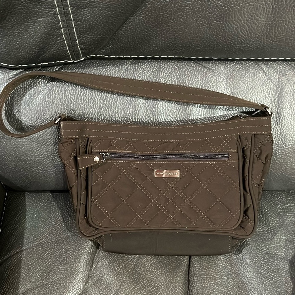 Vera Bradley dark brown quilted handbag